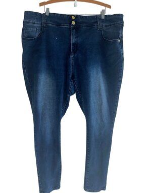 Chic Denim Asha High Rise Skinny Dark Wash Blue Jeans Womens Size 24 Short